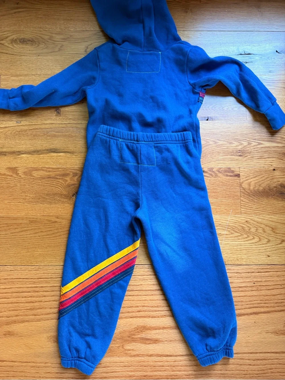 Aviator Nation Royal Blue Kids Hoodie & Sweatpants with Rainbow Stripe kids 2 - Picture 5 of 5